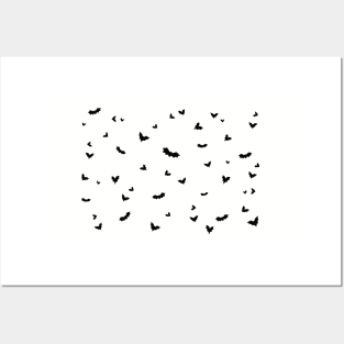 Flying black bats pattern repeat simple halloween spooky digital illustration Posters and Art